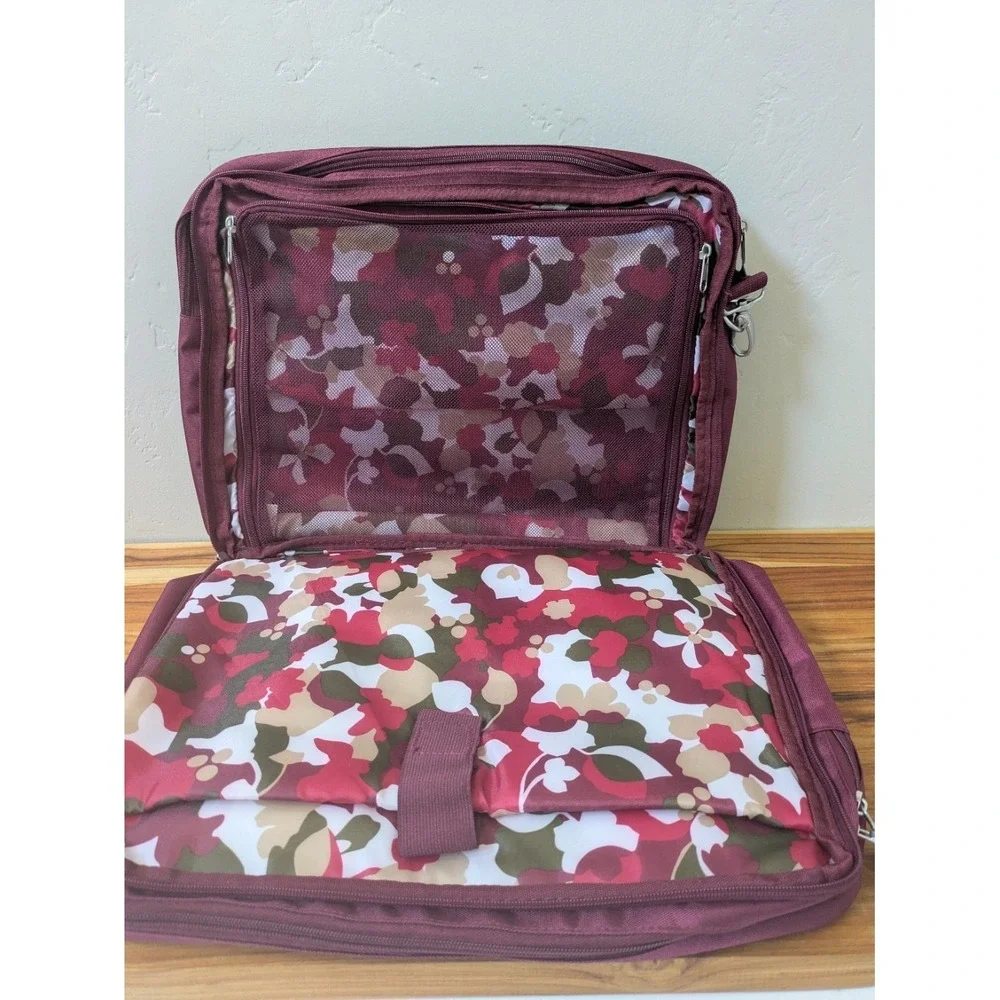 Samantha Brown Laptop Bag & Wallet Set Women OS Burgundy Recycled Fabric Travel